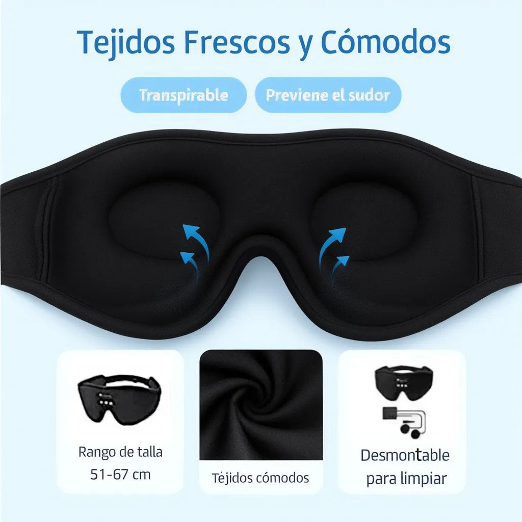 NubeAudio™ - Máscara de Sueño 3D con Sonido HD para un Sueño Perfecto