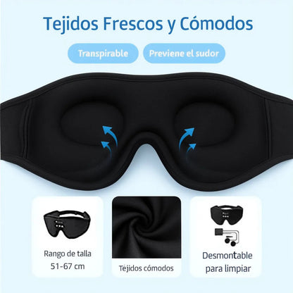 NubeAudio™ - Máscara de Sueño 3D con Sonido HD para un Sueño Perfecto