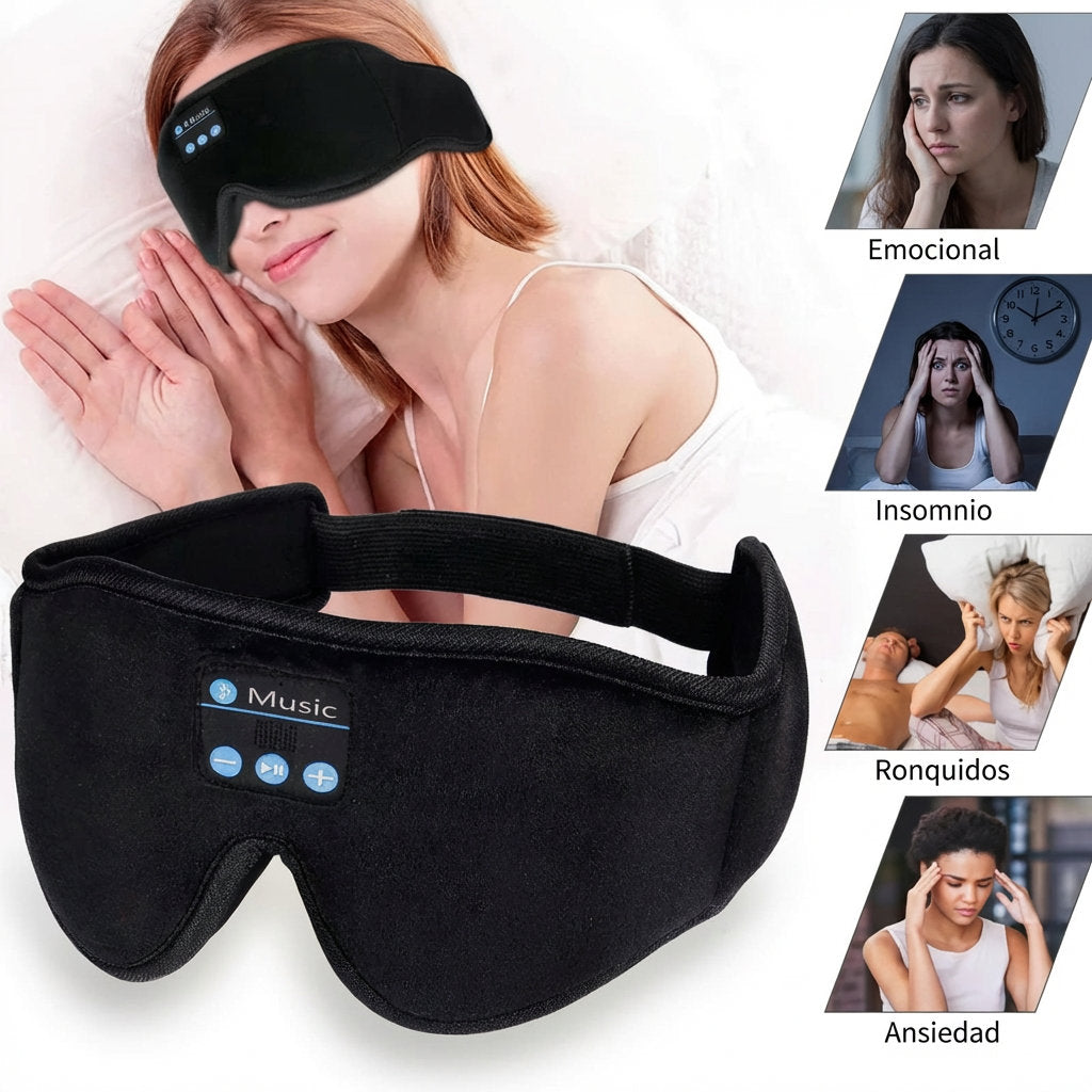 NubeAudio™ - Máscara de Sueño 3D con Sonido HD para un Sueño Perfecto