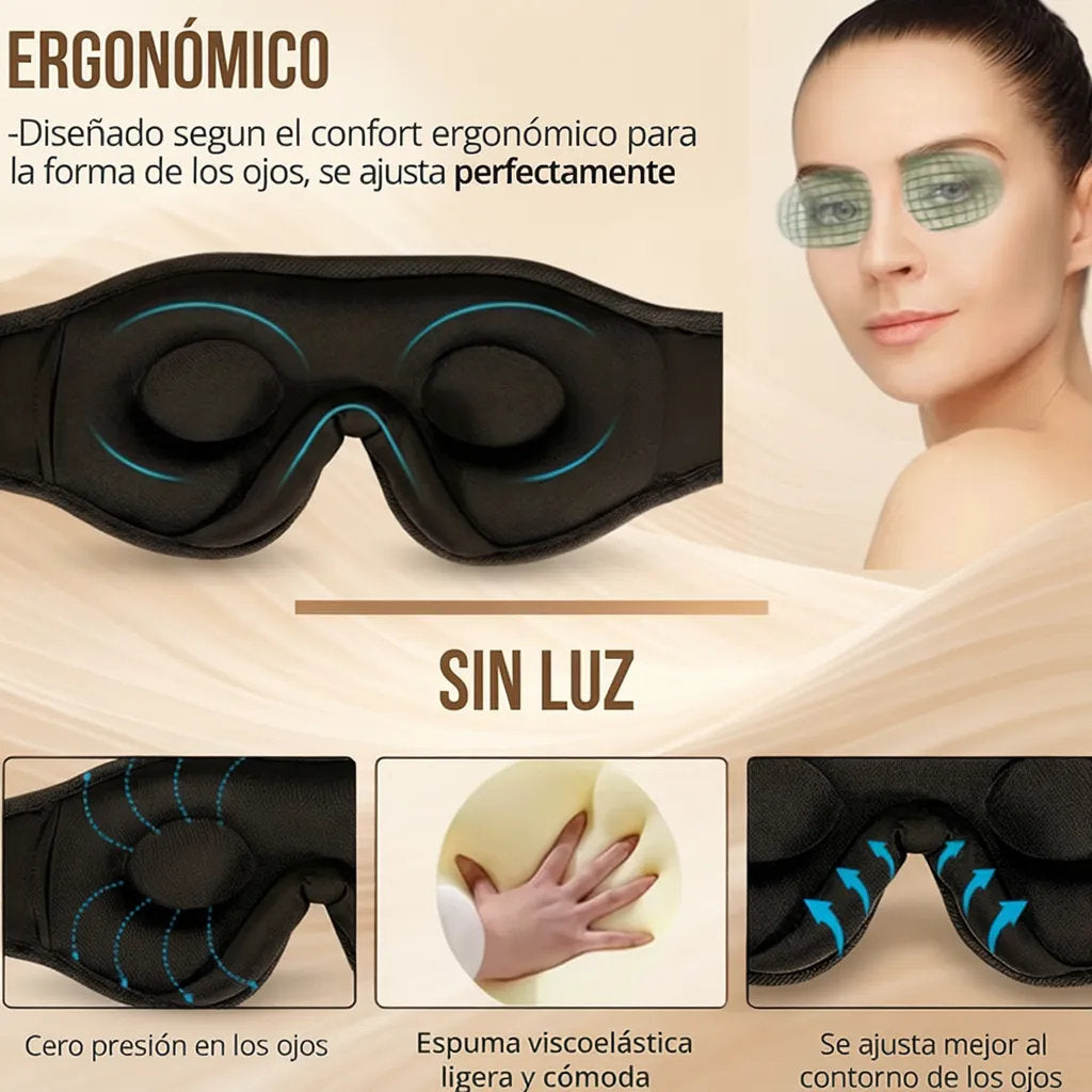 NubeAudio™ - Máscara de Sueño 3D con Sonido HD para un Sueño Perfecto